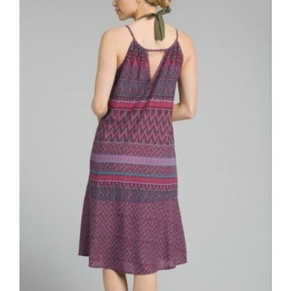 Prana Women's Black Cherry Laurel Nari  Tribal Pattern Dress Size X-Small 1533 - Picture 5 of 9